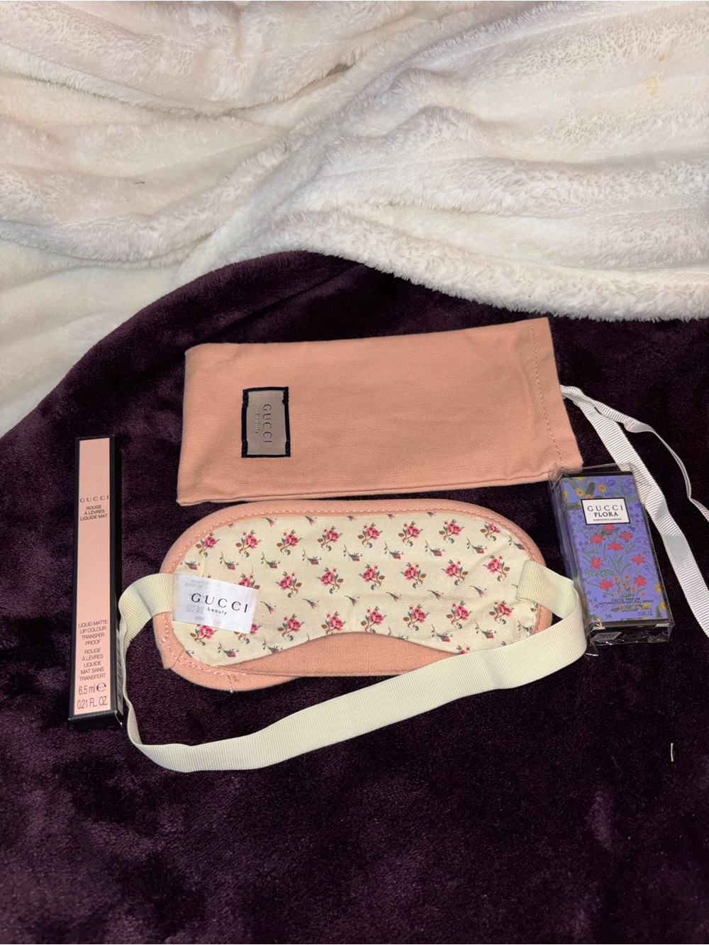Gucci Pink Floral Sleep Mask with Pouch 🌺